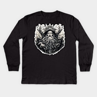 Odin with ravens Midgard ink tattoo Kids Long Sleeve T-Shirt